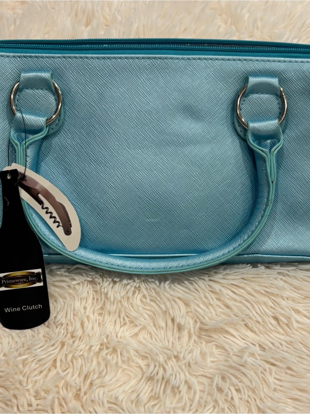Primeware Metallic Aqua Blue Wine Clutch